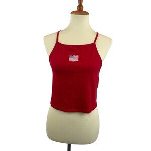 HM Divided Sleeveless Crop Top Red Brooklyn NYC American Flag Patriotic M
